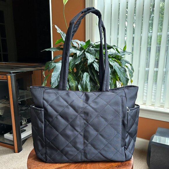 New QUILTED TOTE BAG CARRYALL Black 👜 - Picture 4 of 7